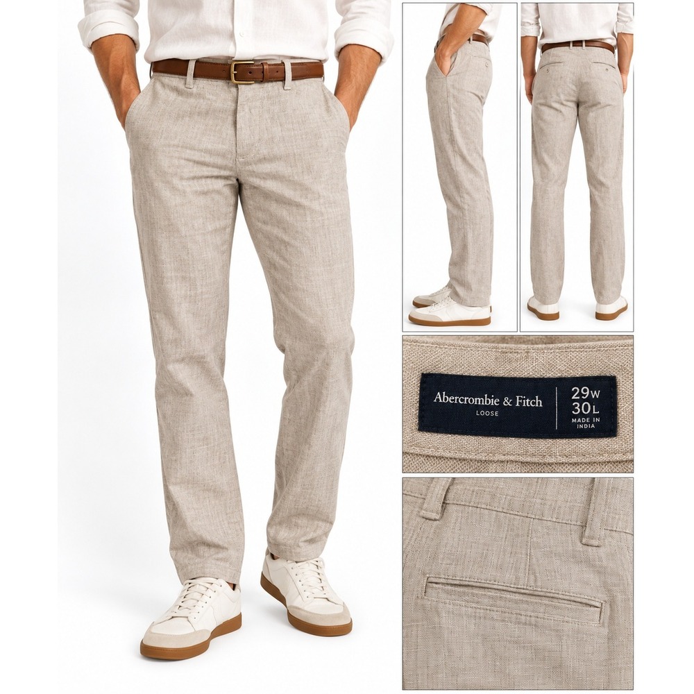 Abercrombie & Fitch Loose Linen Blend Pants Mens 29x30 Tan Oatmeal Trousers